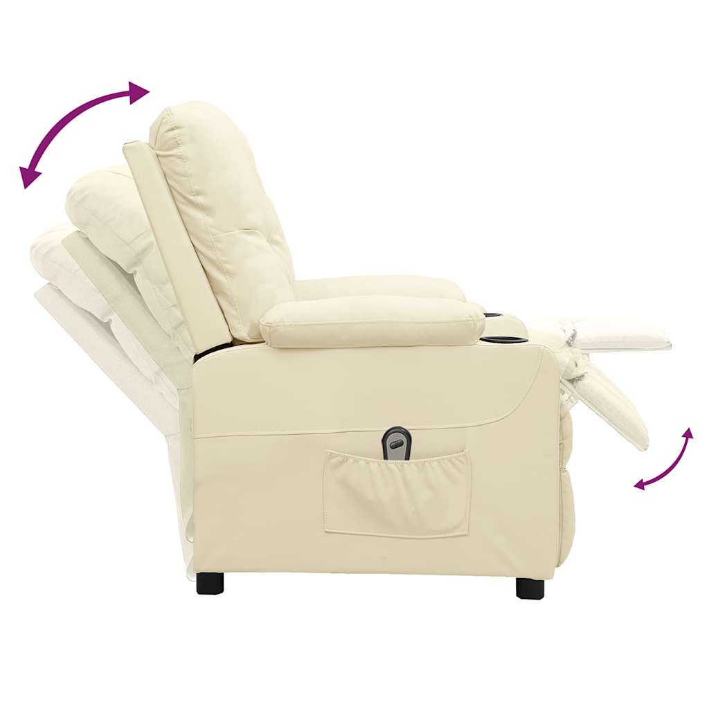 Poltrona Reclinabile Elettrica Crema in Similpelle