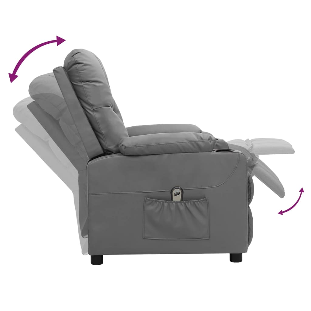 Poltrona Reclinabile Elettrica Grigia in Similpelle | homemem39