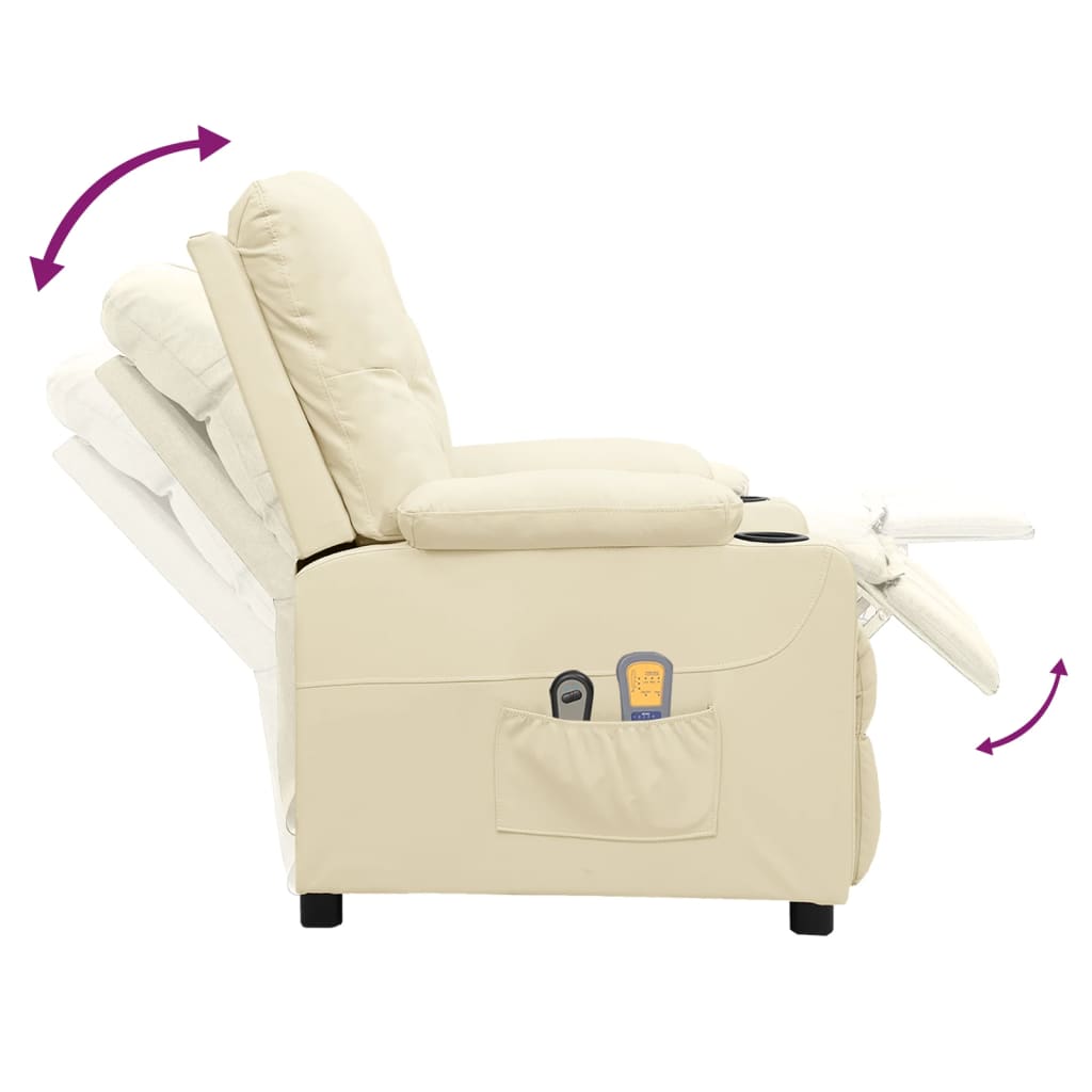 Poltrona Massaggiante Elettrica Crema Similpelle | homemem39