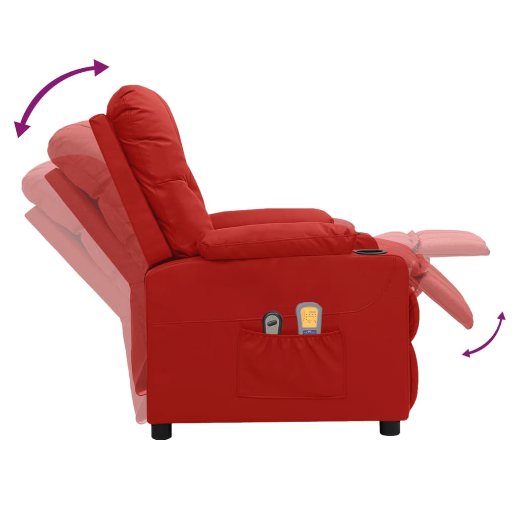 Poltrona Massaggio Elettrica Rosso Vino Similpelle | homemem39