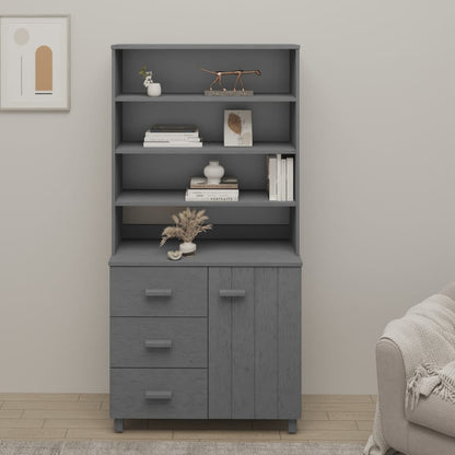 Credenza HAMAR in Legno Massello di Pino Grigio Scuro - homemem39