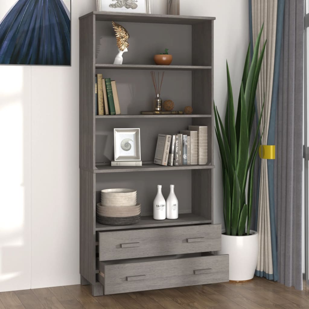 Credenza HAMAR in Legno Massello di Pino Grigio Chiaro - homemem39