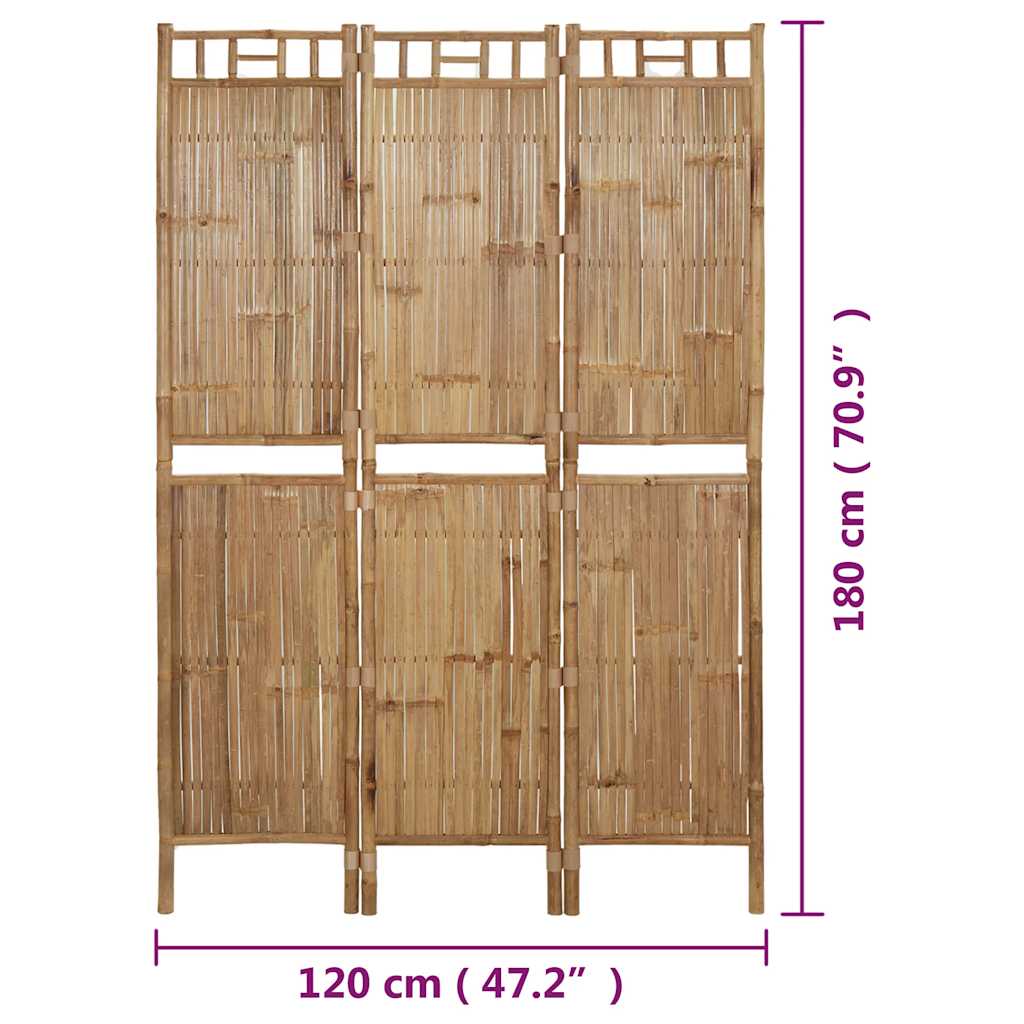 Paravento a 3 Pannelli in Bambù 120x180 cm | homemem39