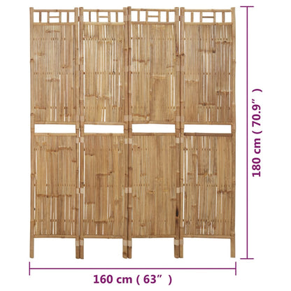 Paravento a 4 Pannelli in Bambù 160x180 cm | homemem39