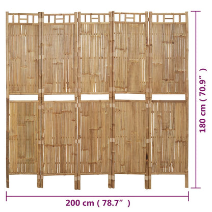 Paravento a 5 Pannelli in Bambù 200x180 cm | homemem39