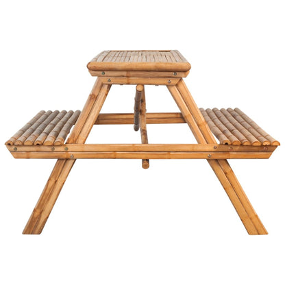 Tavolo da Picnic 115x115x81 cm in Bambù | homemem39
