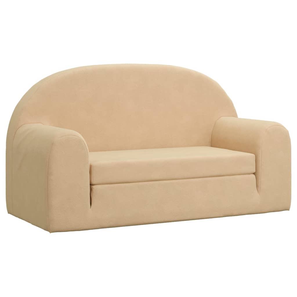 Divano Letto per Bambini a 2 Posti Crema in Morbido Peluche | homemem39