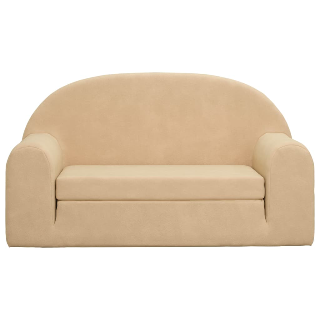 Divano Letto per Bambini a 2 Posti Crema in Morbido Peluche | homemem39