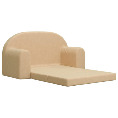Divano Letto per Bambini a 2 Posti Crema in Morbido Peluche | homemem39