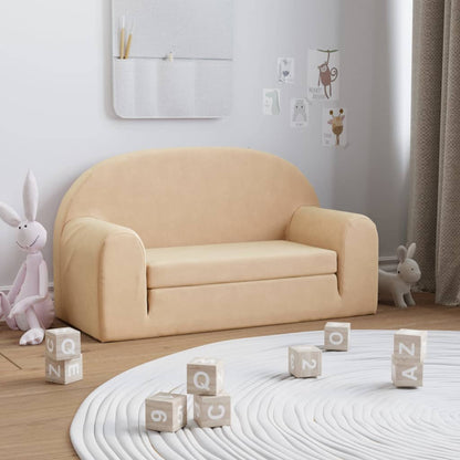 Divano Letto per Bambini a 2 Posti Crema in Morbido Peluche | homemem39