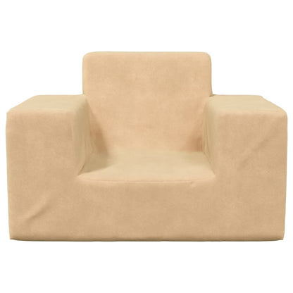 Divano per Bambini Crema in Morbido Peluche