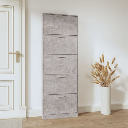 Scarpiera Grigio Cemento 59x17x169 cm in Legno Multistrato