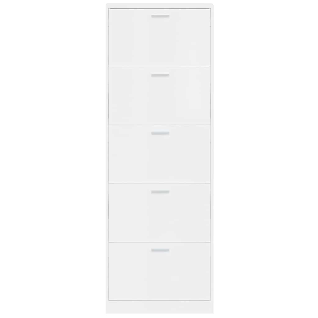 Scarpiera Bianco Lucido 59x17x169 cm in Legno Multistrato