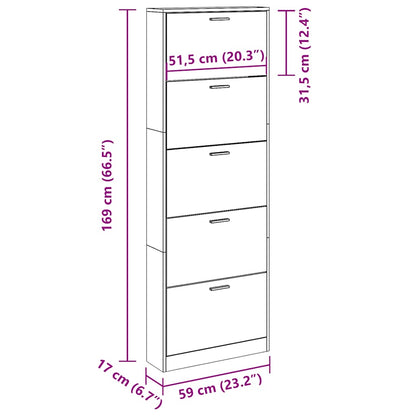 Scarpiera Grigio Sonoma 59x17x169 cm in Legno Multistrato