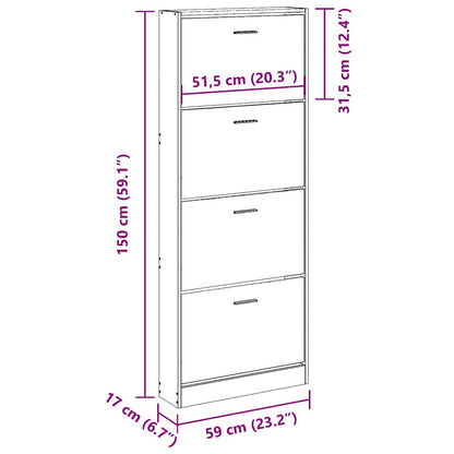 Scarpiera Rovere 59x17x150 cm in Legno Multistrato