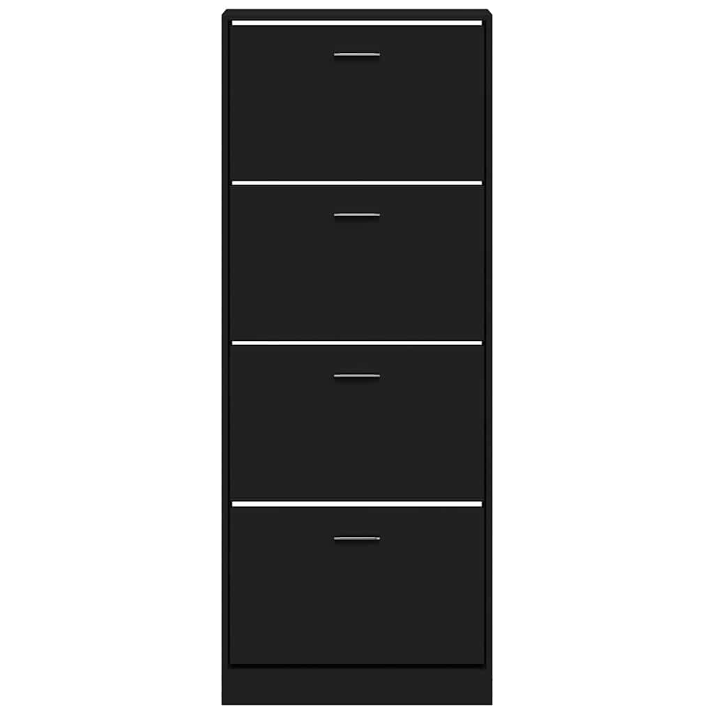 Scarpiera Nera 59x17x150 cm in Legno Multistrato