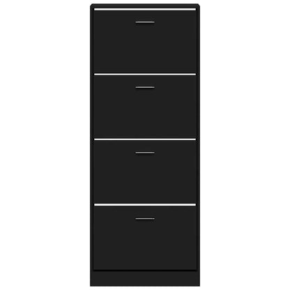 Scarpiera Nera 59x17x150 cm in Legno Multistrato