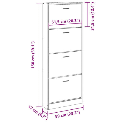 Scarpiera Rovere Fumo 59x17x150 cm in Legno Multistrato