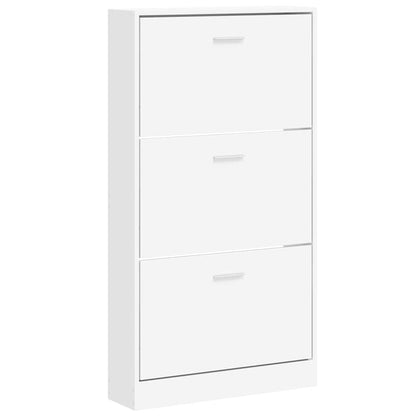 Scarpiera Bianca 59x17x108 cm in Legno Massello di Argilla