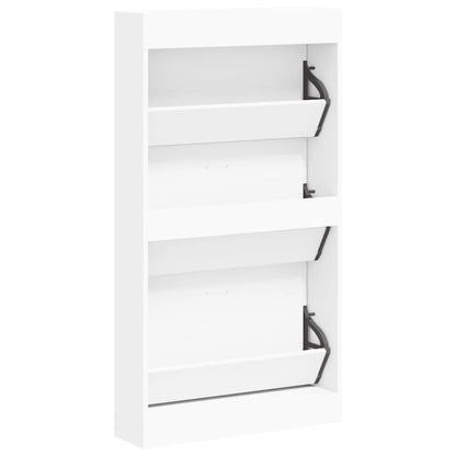 Scarpiera Bianca 59x17x108 cm in Legno Massello di Argilla