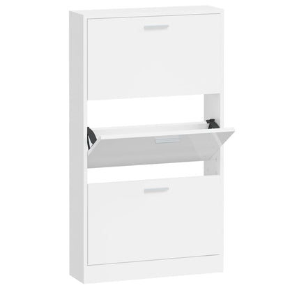 Scarpiera Bianco Lucido 59x17x108 cm in Legno Multistrato
