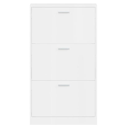 Scarpiera Bianco Lucido 59x17x108 cm in Legno Multistrato