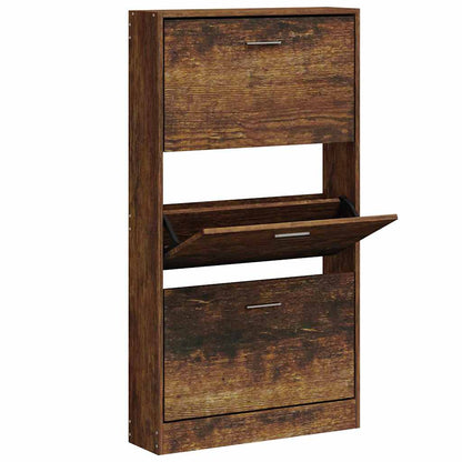 Scarpiera Rovere Fumo 59x17x108 cm in Legno Multistrato