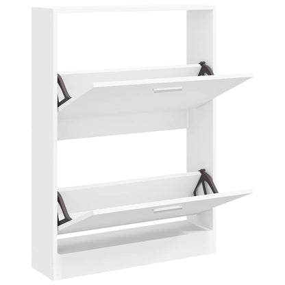 Scarpiera Bianca 59x17x81 cm in Legno Massello di Argilla