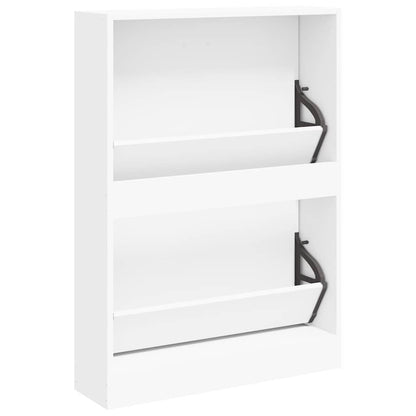 Scarpiera Bianca 59x17x81 cm in Legno Massello di Argilla