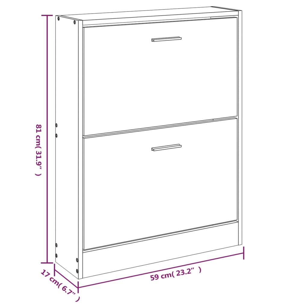 Scarpiera Grigio Cemento 59x17x81 cm in Legno Multistrato