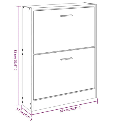 Scarpiera Grigio Cemento 59x17x81 cm in Legno Multistrato