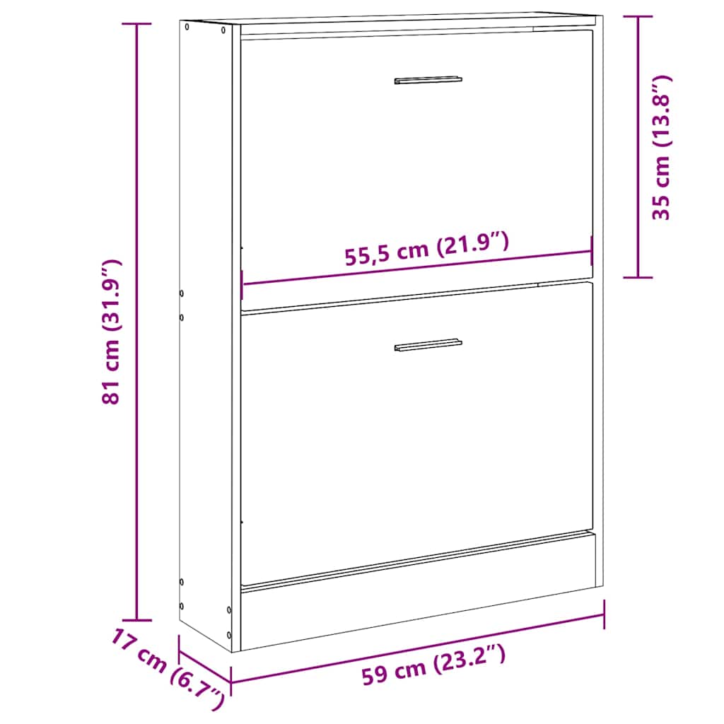 Scarpiera Rovere Fumo 59x17x81 cm in Legno Multistrato | homemem39