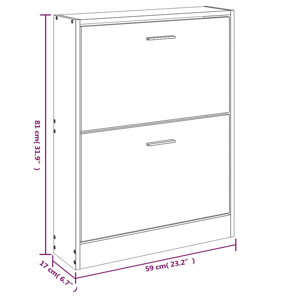 Scarpiera Grigio Sonoma 59x17x81 cm in Legno Multistrato