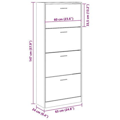 Scarpiera Rovere Sonoma 63x24x147 cm in Legno Multistrato | homemem39