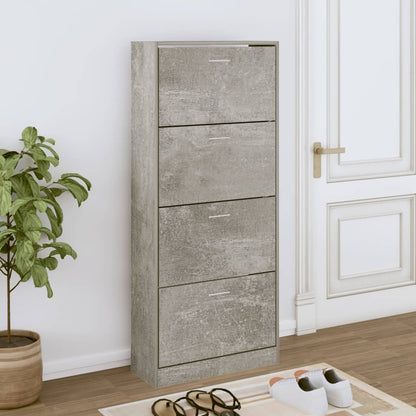 Scarpiera Grigio Cemento 63x24x147 cm in Legno Multistrato - homemem39