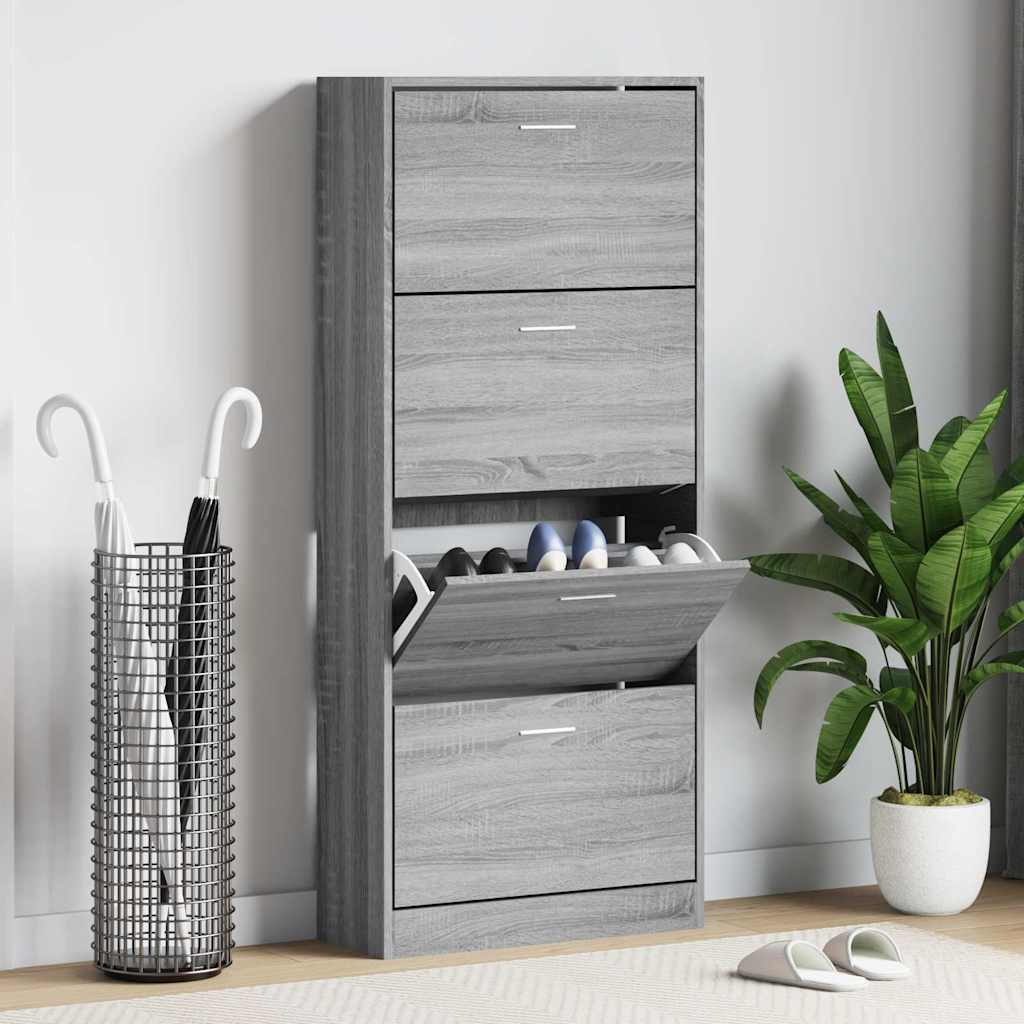 Scarpiera Grigio Sonoma 63x24x147 cm in Legno Multistrato | homemem39