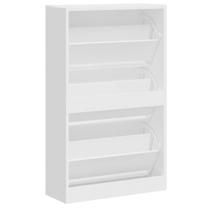 Scarpiera Bianco Lucido 63x24x103 cm in Legno Multistrato