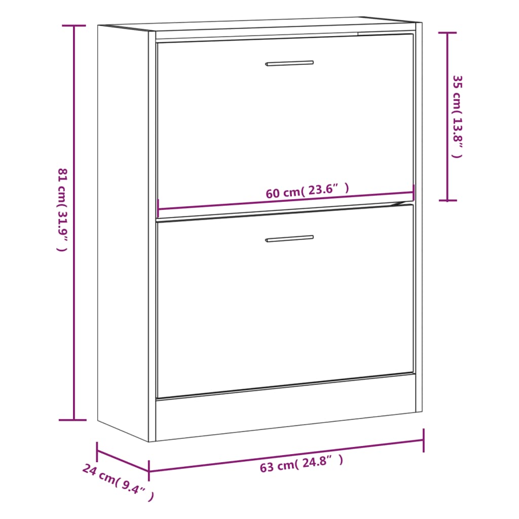 Scarpiera Nera 63x24x81 cm in Legno Multistrato