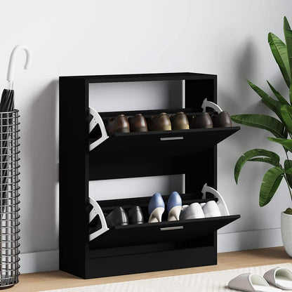 Scarpiera Nera 63x24x81 cm in Legno Multistrato