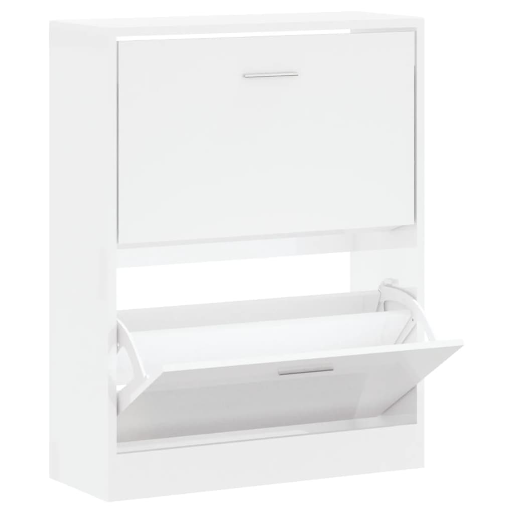 Scarpiera Bianco Lucido 63x24x81 cm in Legno Multistrato - homemem39