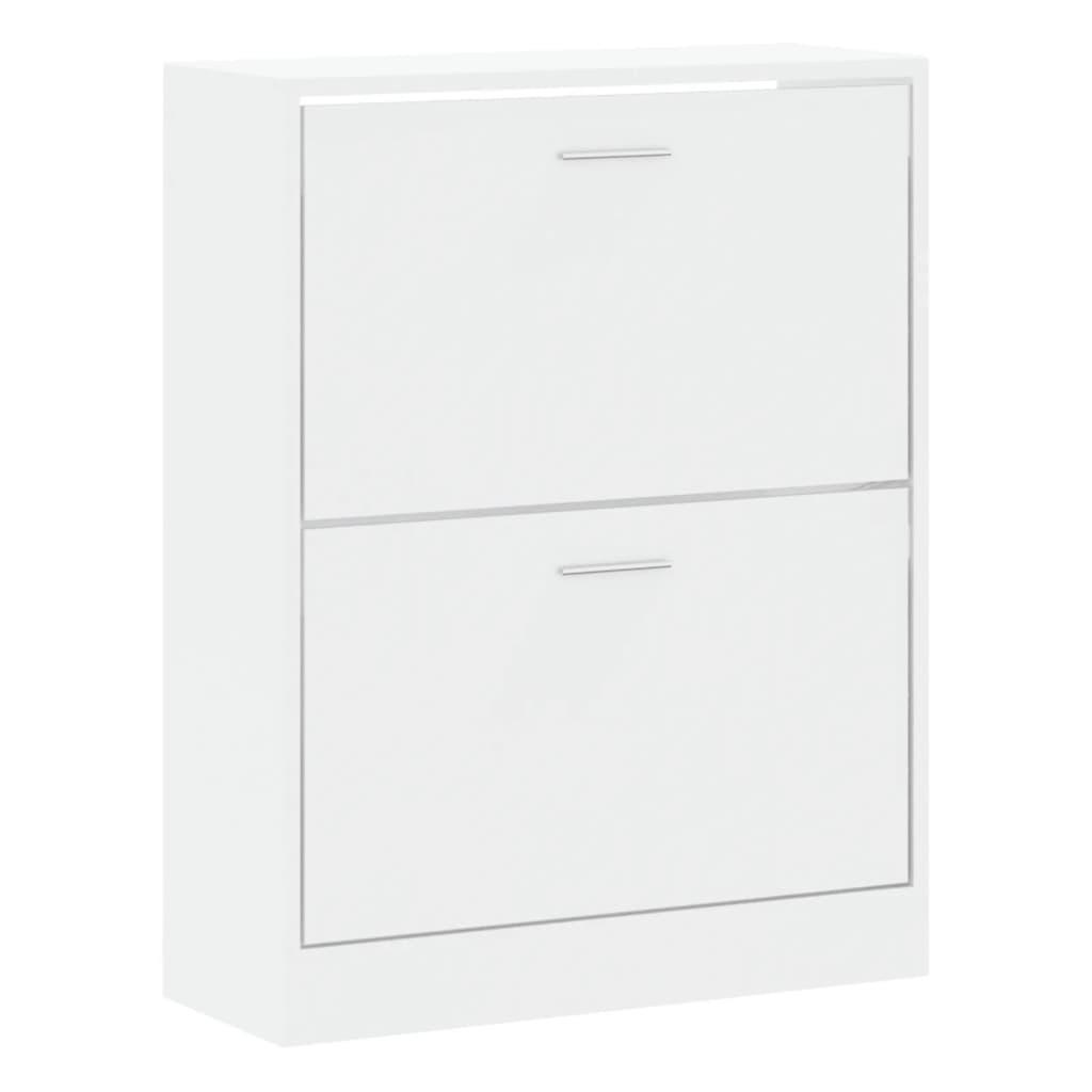 Scarpiera Bianco Lucido 63x24x81 cm in Legno Multistrato - homemem39