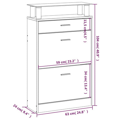 Scarpiera Grigio Cemento 63x24x104 cm in Legno Multistrato