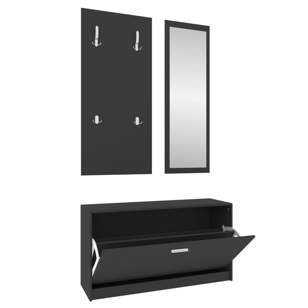 Set Scarpiere 3 in 1 Nero in Legno Multistrato - homemem39