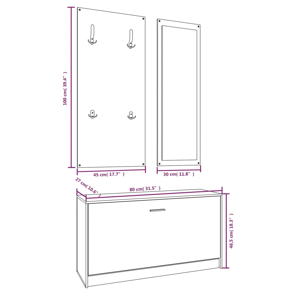 Set Scarpiere 3 in 1 rovere fumo in Legno Multistrato