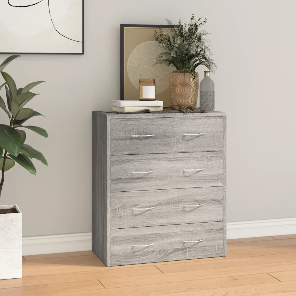 Credenza con 4 Cassetti 60x30,5x71 cm Grigio sonoma - homemem39