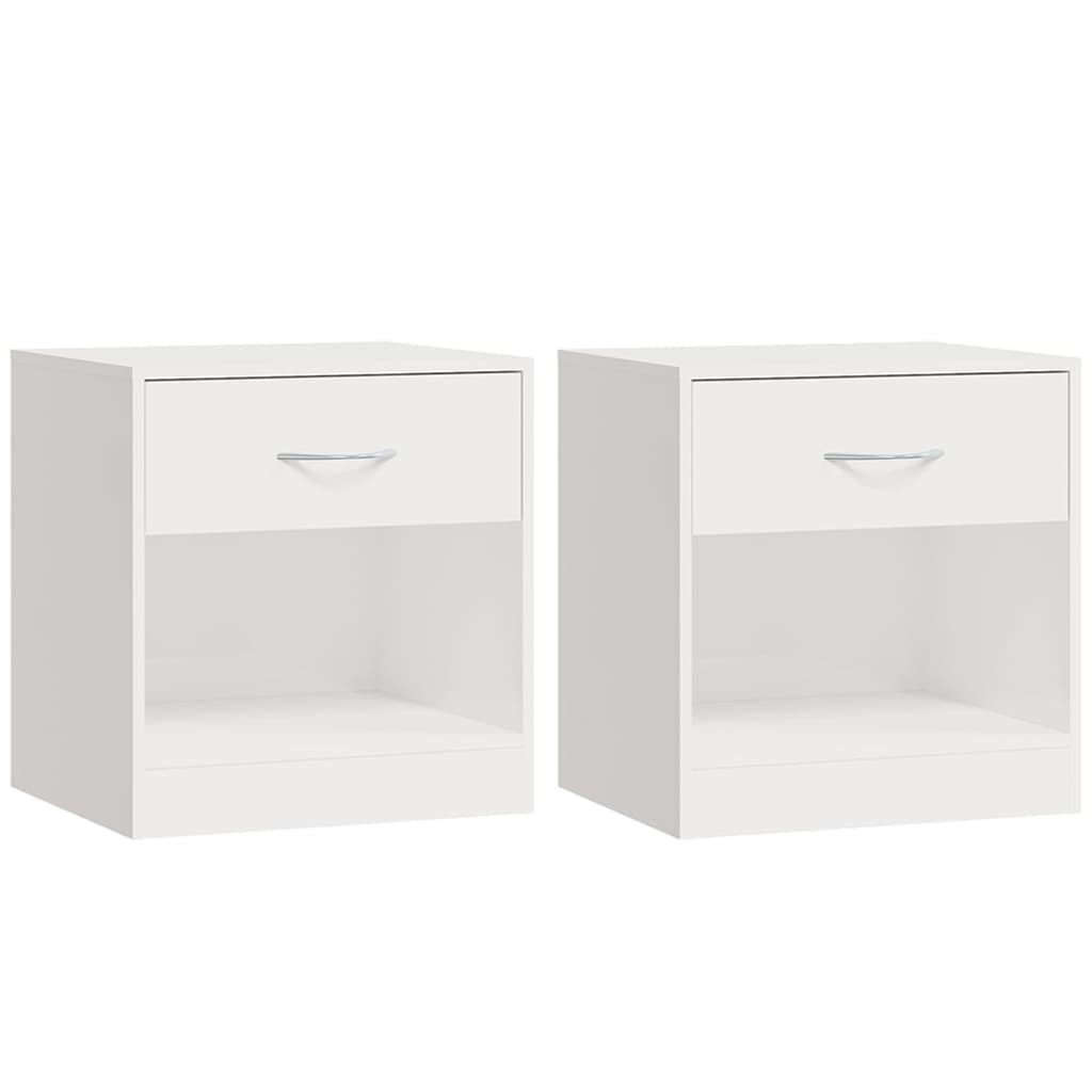 Comodini 2 pz con Cassetto in Bianco Lucido - homemem39