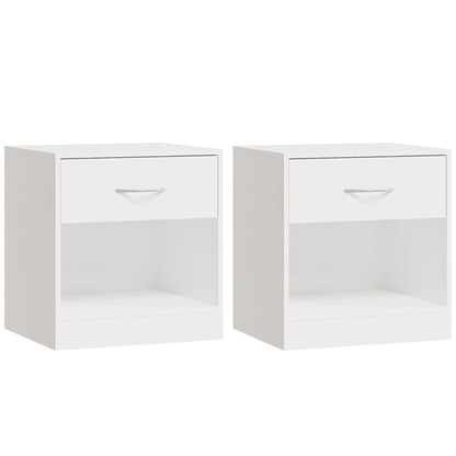 Comodini 2 pz con Cassetto in Bianco Lucido - homemem39