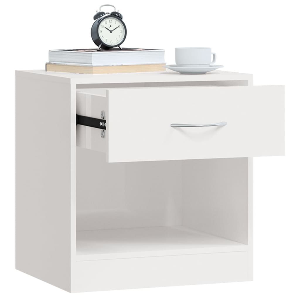 Comodini 2 pz con Cassetto in Bianco Lucido - homemem39