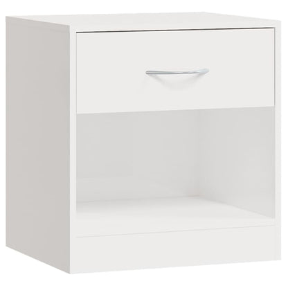 Comodini 2 pz con Cassetto in Bianco Lucido - homemem39