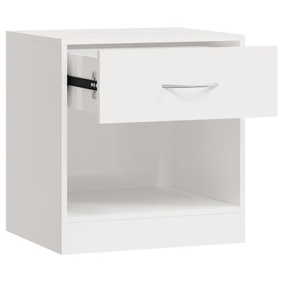 Comodini 2 pz con Cassetto in Bianco Lucido - homemem39